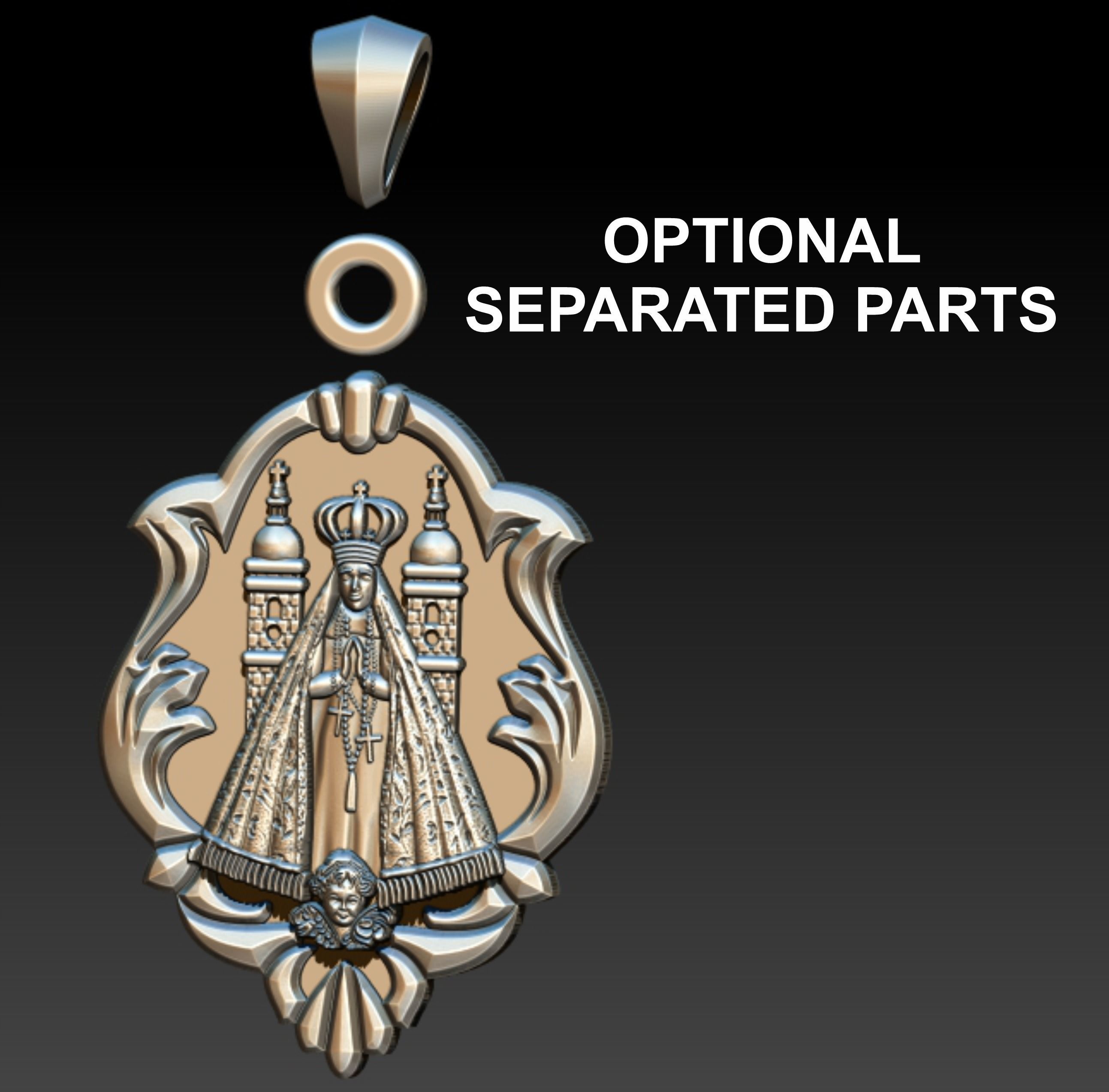 Aparecida pendant with ornate design 3D print model_6