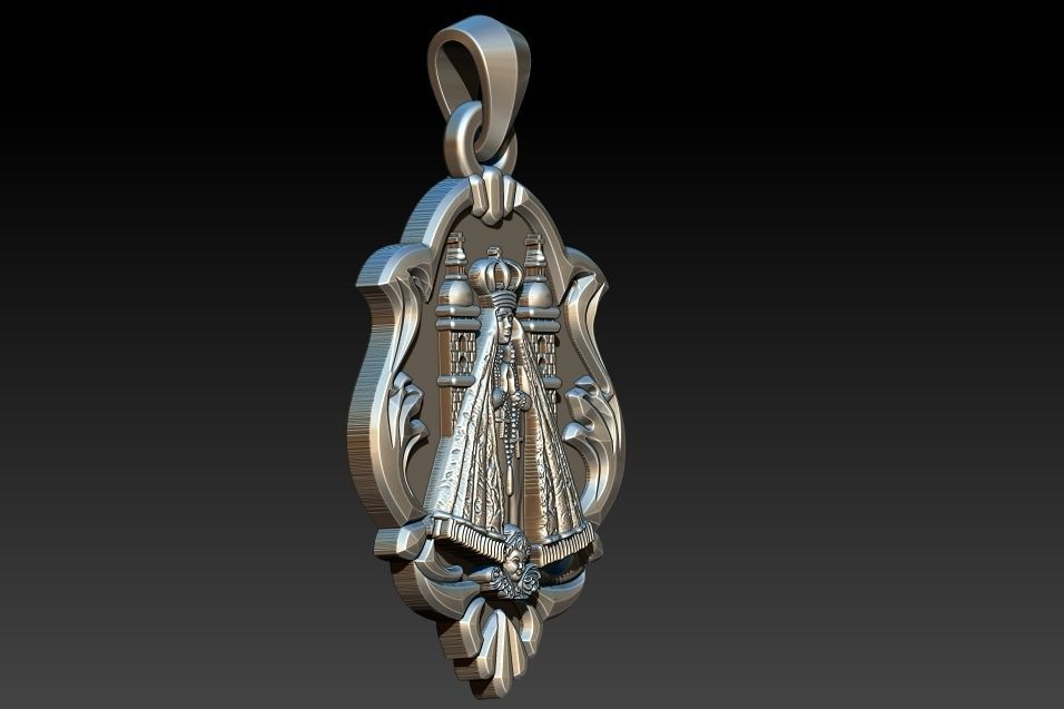 Aparecida pendant with ornate design 3D print model_2