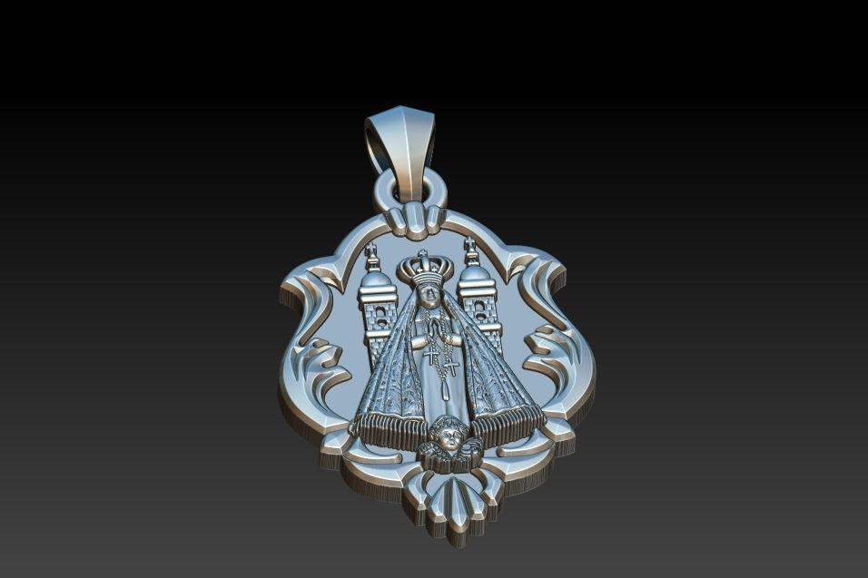 Aparecida pendant with ornate design 3D print model_12
