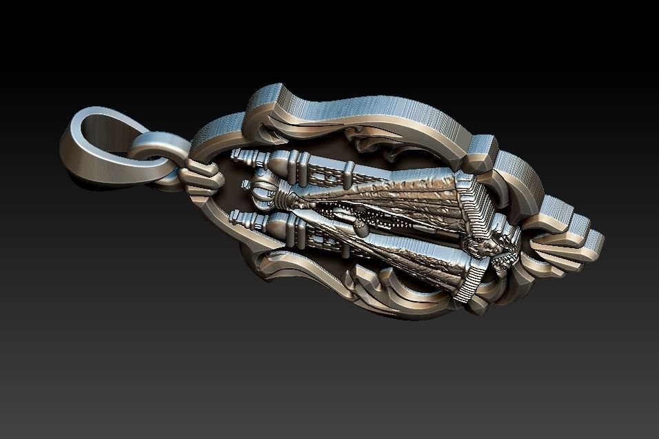 Aparecida pendant with ornate design 3D print model_17