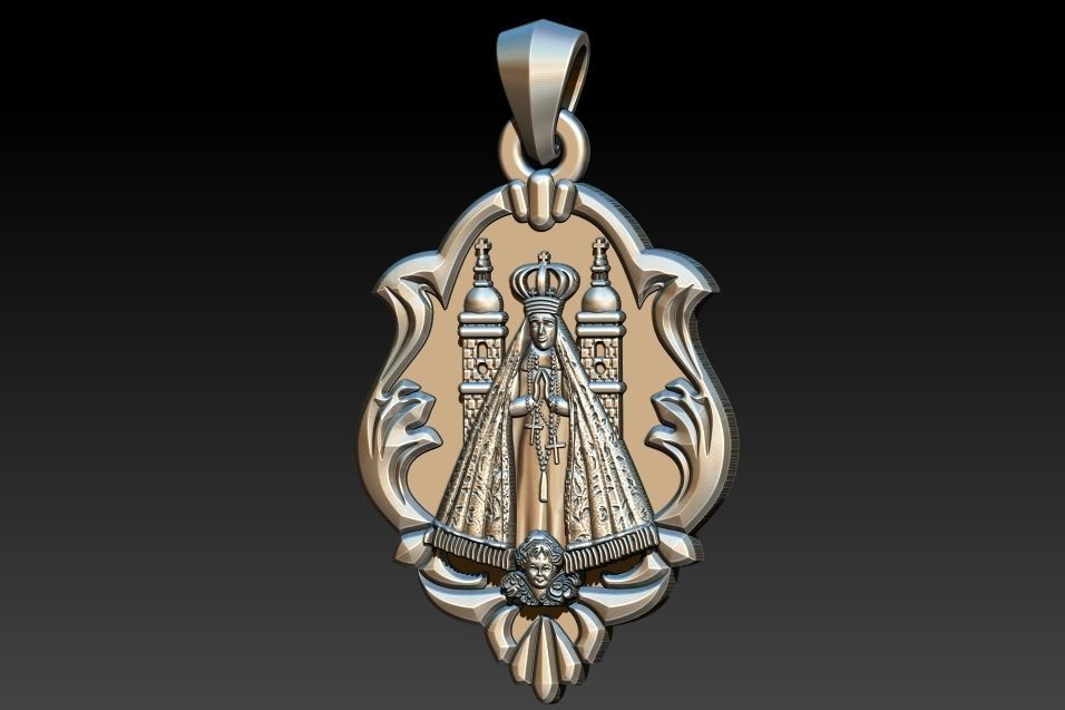 Aparecida pendant with ornate design 3D print model_11