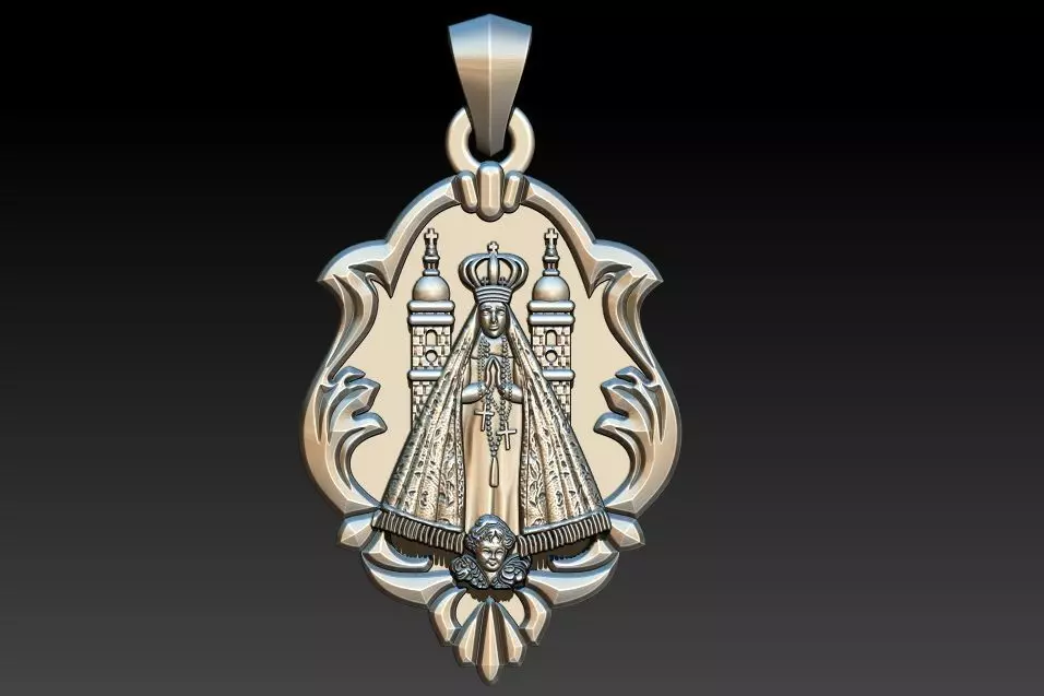 Aparecida pendant with ornate design 3D print model_0