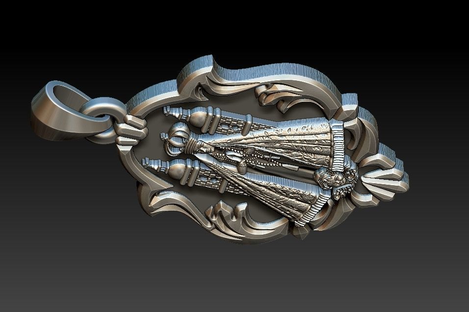 Aparecida pendant with ornate design 3D print model_16