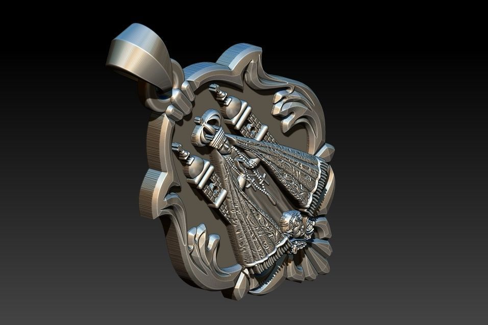 Aparecida pendant with ornate design 3D print model_15