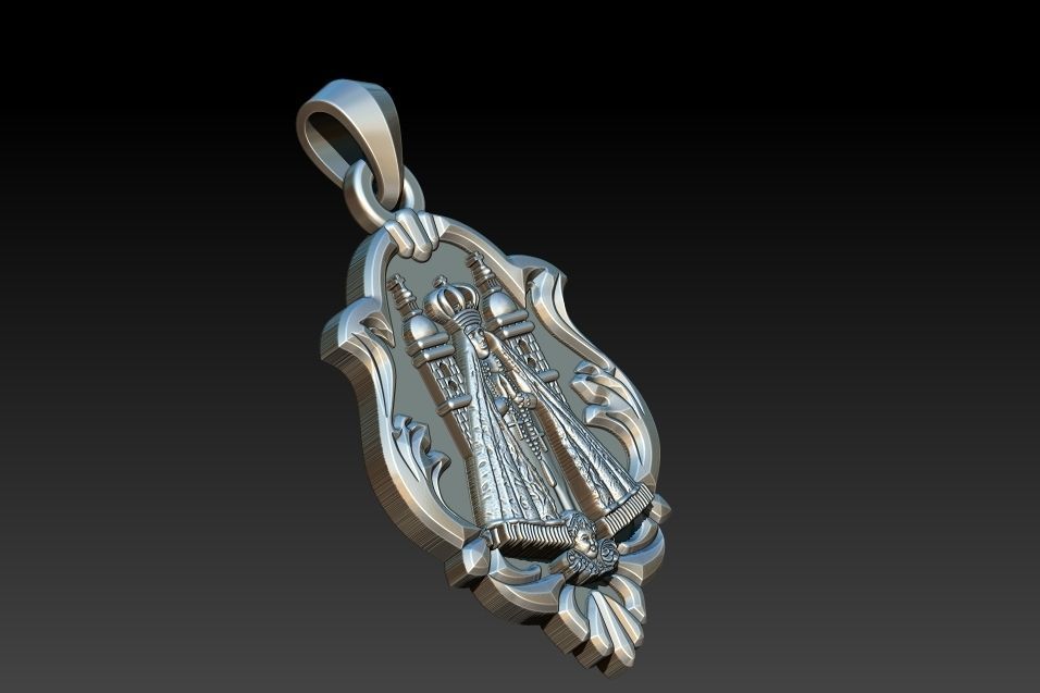 Aparecida pendant with ornate design 3D print model_13