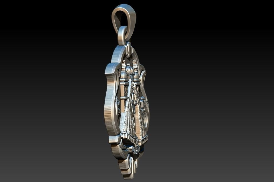 Aparecida pendant with ornate design 3D print model_3