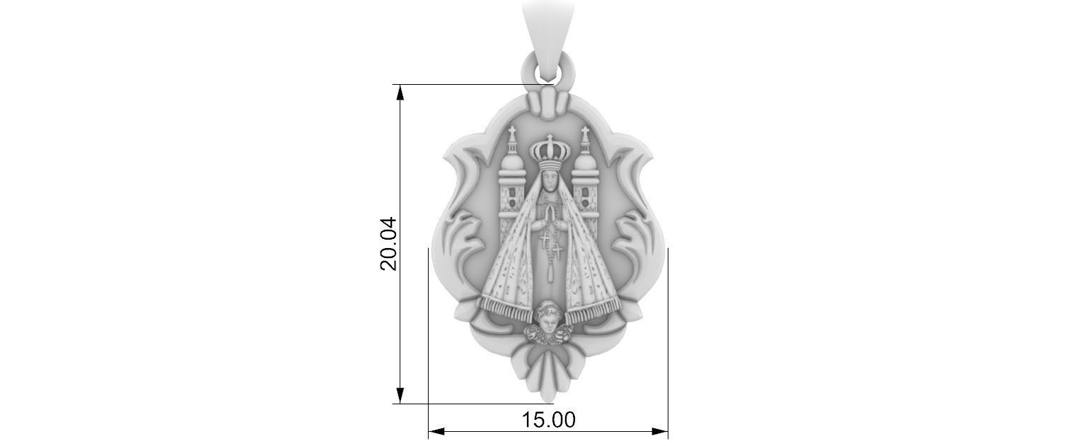 Aparecida pendant with ornate design 3D print model_4