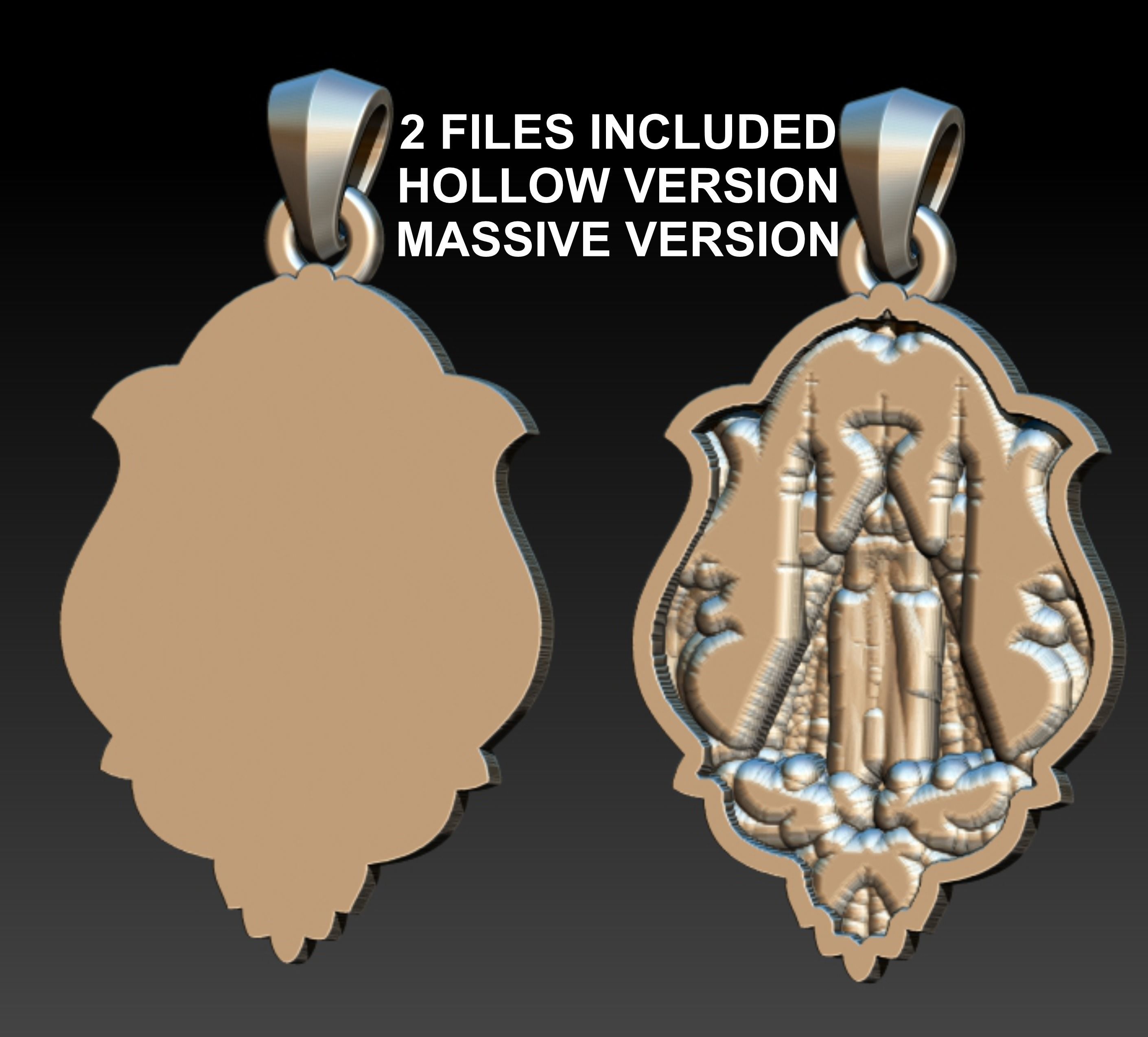 Aparecida pendant with ornate design 3D print model_5