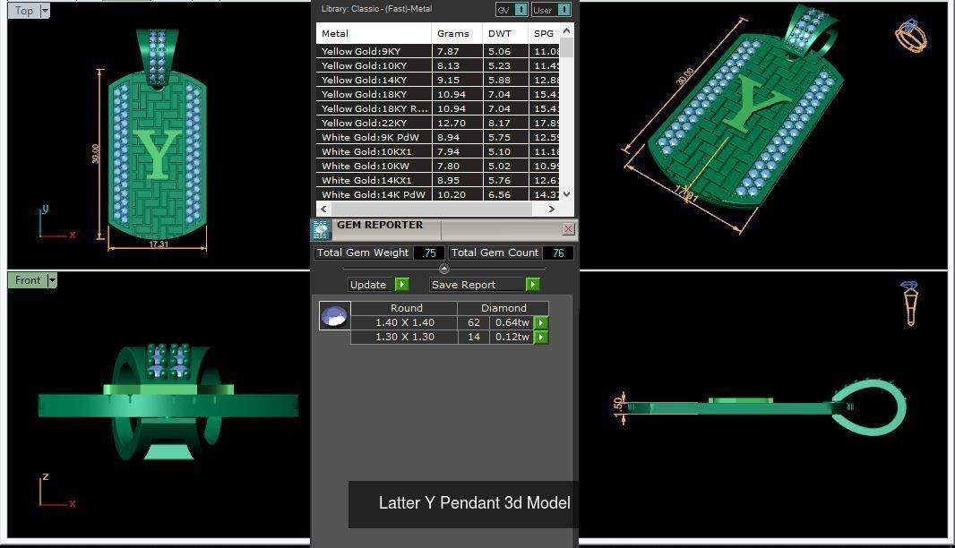 Alphabet ABCD Diamond Pendent 3d Model 30mm size 3D Model Collection_28