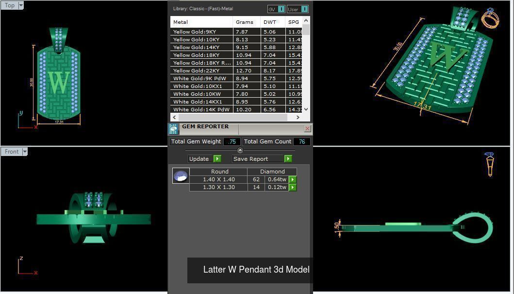 Alphabet ABCD Diamond Pendent 3d Model 30mm size 3D Model Collection_26