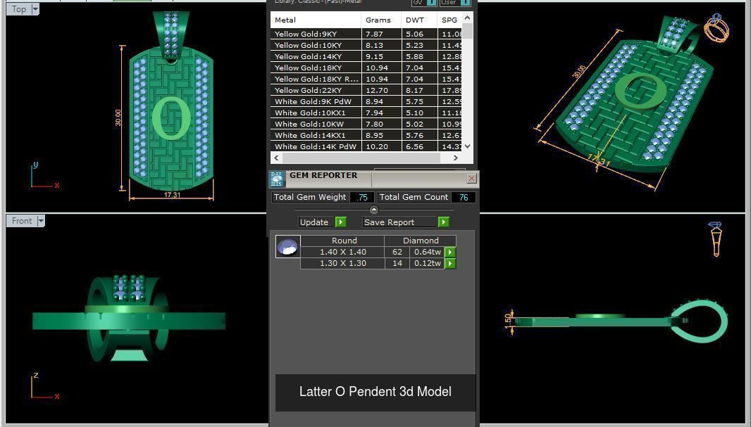 Alphabet ABCD Diamond Pendent 3d Model 30mm size 3D Model Collection_18