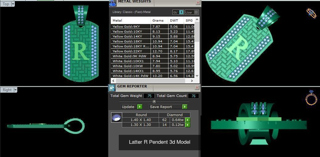 Alphabet ABCD Diamond Pendent 3d Model 30mm size 3D Model Collection_21