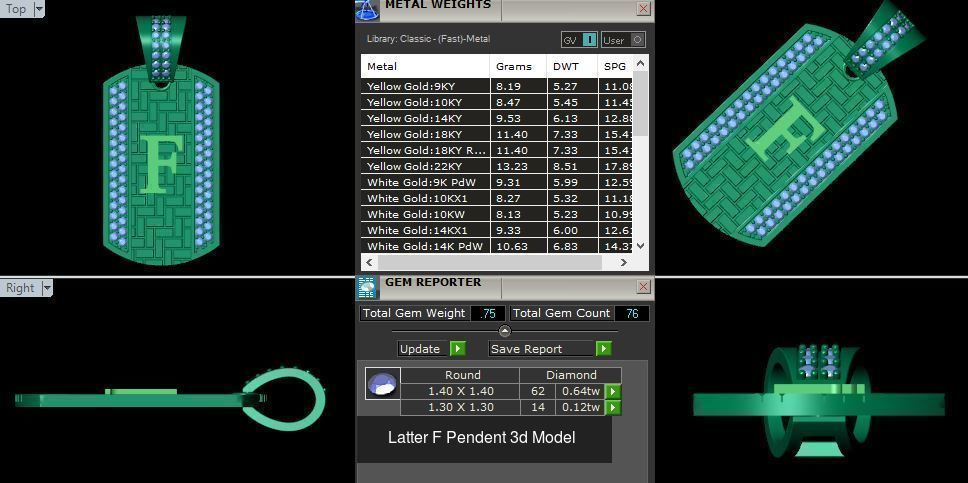 Alphabet ABCD Diamond Pendent 3d Model 30mm size 3D Model Collection_9