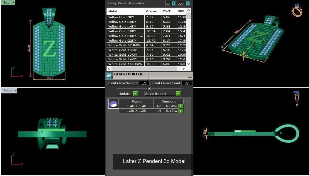 Alphabet ABCD Diamond Pendent 3d Model 30mm size 3D Model Collection_29