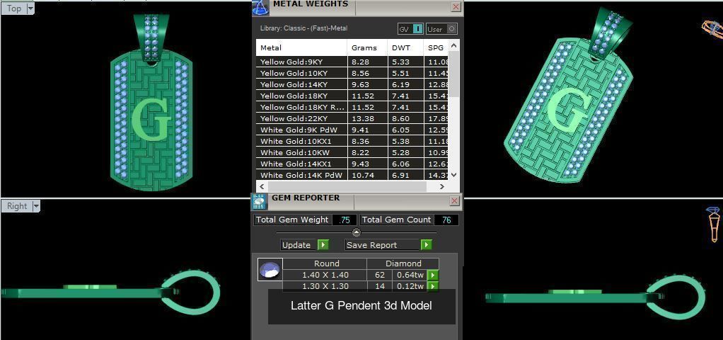 Alphabet ABCD Diamond Pendent 3d Model 30mm size 3D Model Collection_10