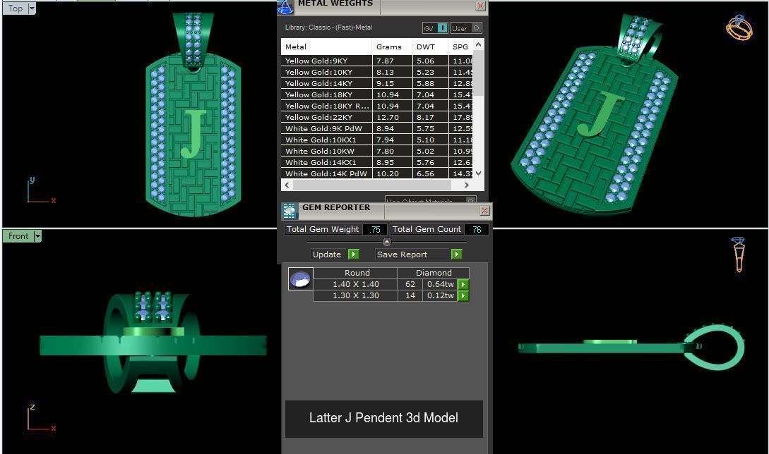 Alphabet ABCD Diamond Pendent 3d Model 30mm size 3D Model Collection_13