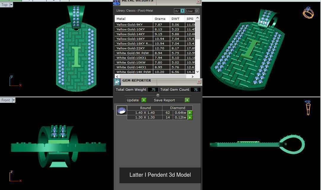 Alphabet ABCD Diamond Pendent 3d Model 30mm size 3D Model Collection_12