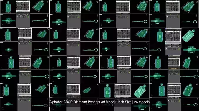 Alphabet ABCD Diamond Pendent 3d Model 30mm size 3D Model Collection Alphabet ABCD Diamond Pendent 3d Model 30mm size 3D Model Collection