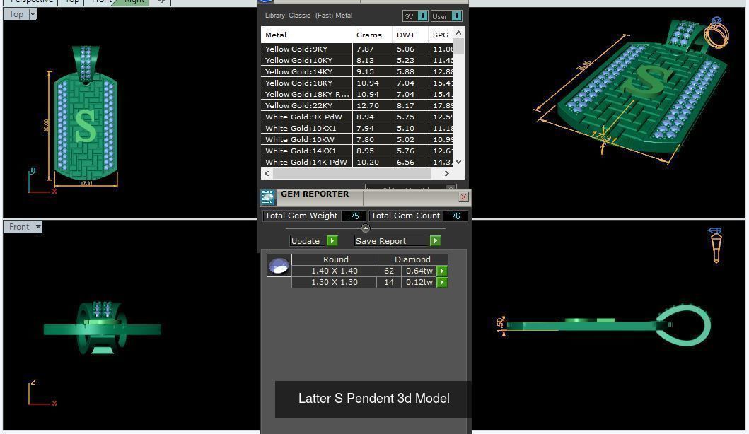 Alphabet ABCD Diamond Pendent 3d Model 30mm size 3D Model Collection_22