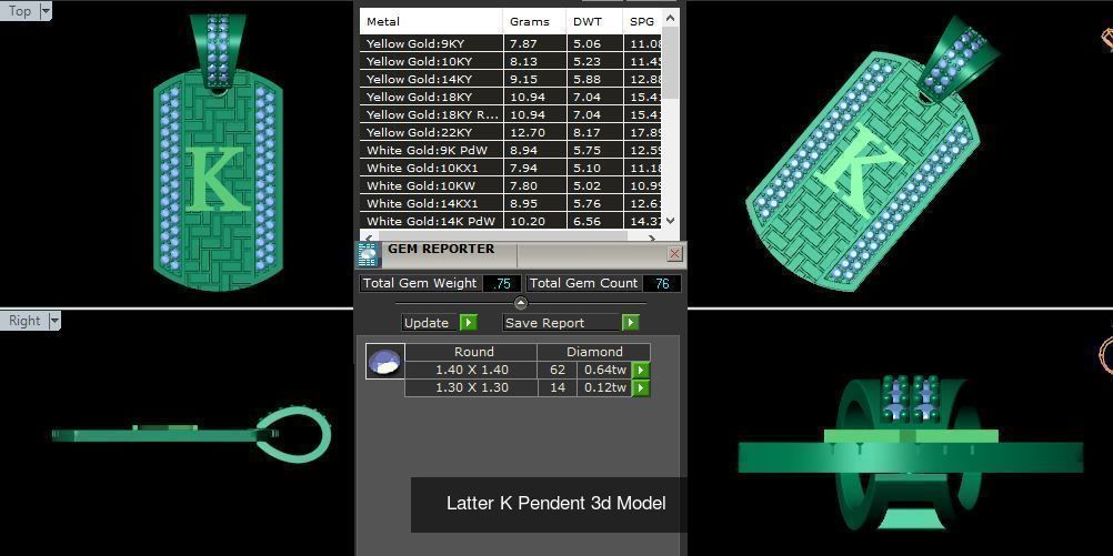 Alphabet ABCD Diamond Pendent 3d Model 30mm size 3D Model Collection_14