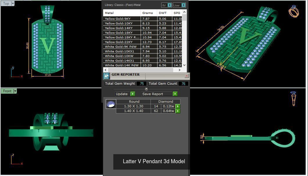 Alphabet ABCD Diamond Pendent 3d Model 30mm size 3D Model Collection_25