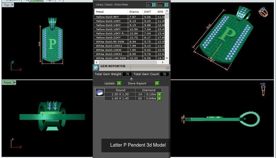 Alphabet ABCD Diamond Pendent 3d Model 30mm size 3D Model Collection_19
