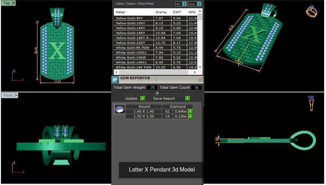 Alphabet ABCD Diamond Pendent 3d Model 30mm size 3D Model Collection_27