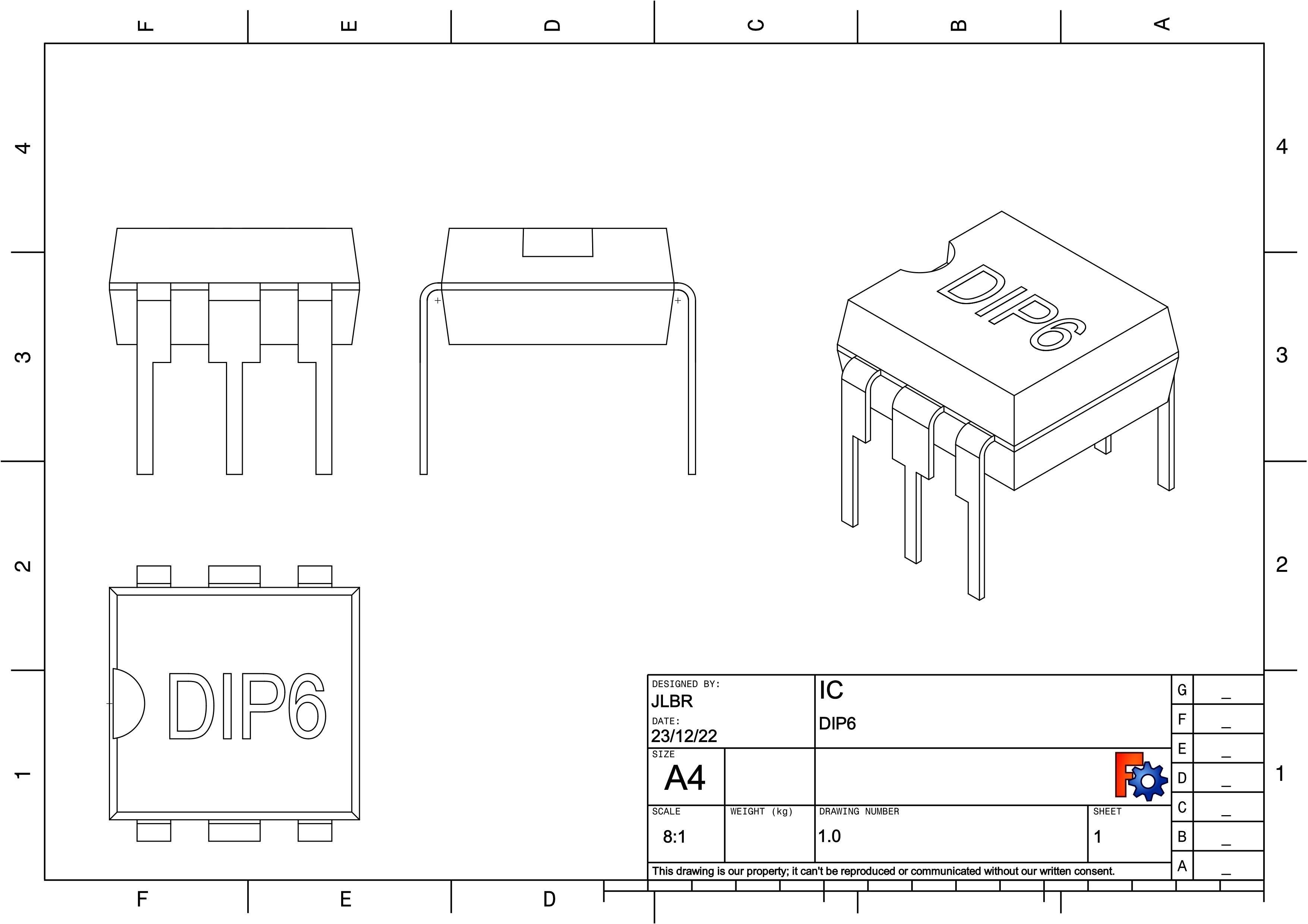 DIP6 IC case 3D model_2
