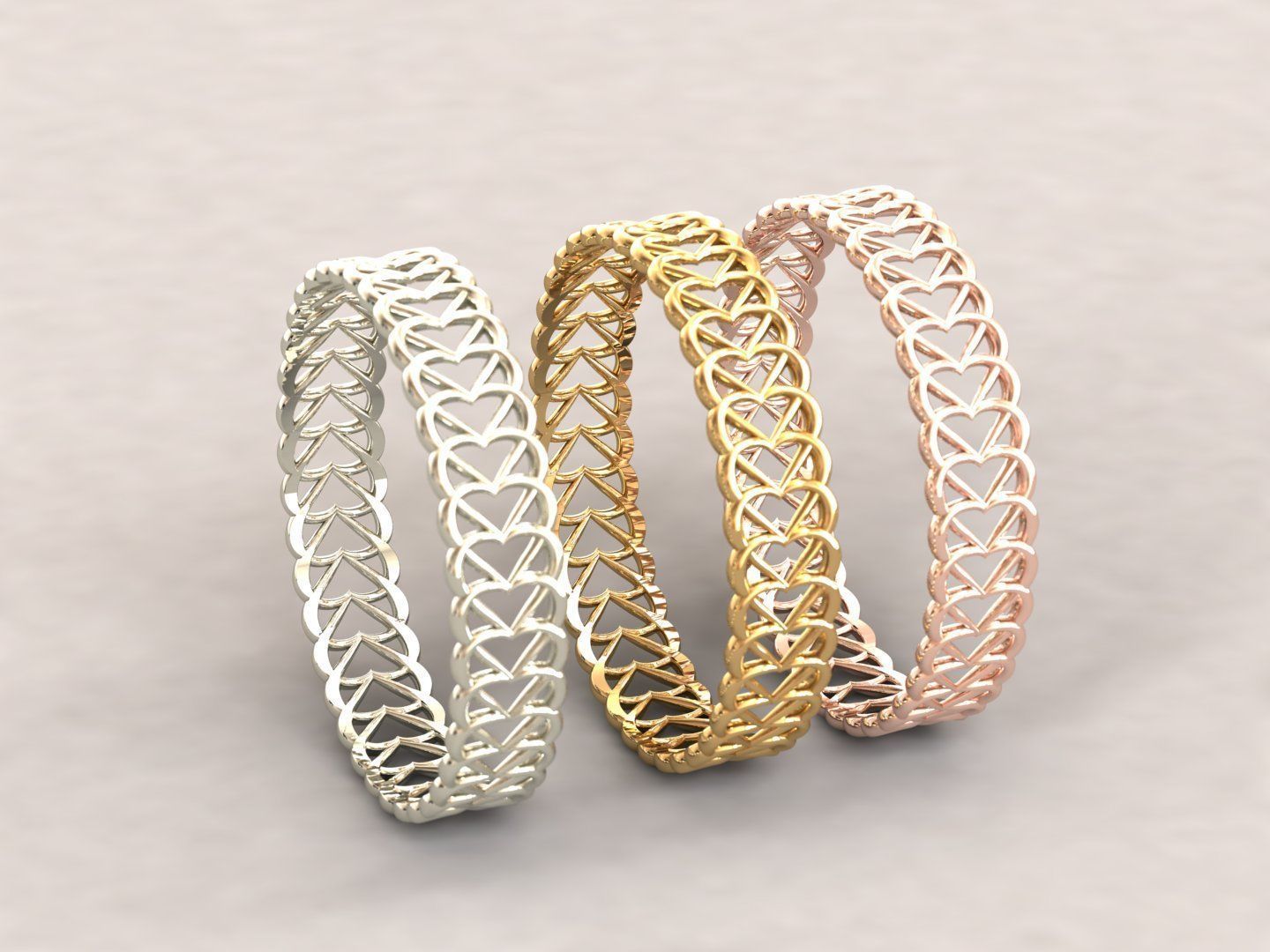 Heart chained ring for valentine 3D model 3D printable | CGTrader