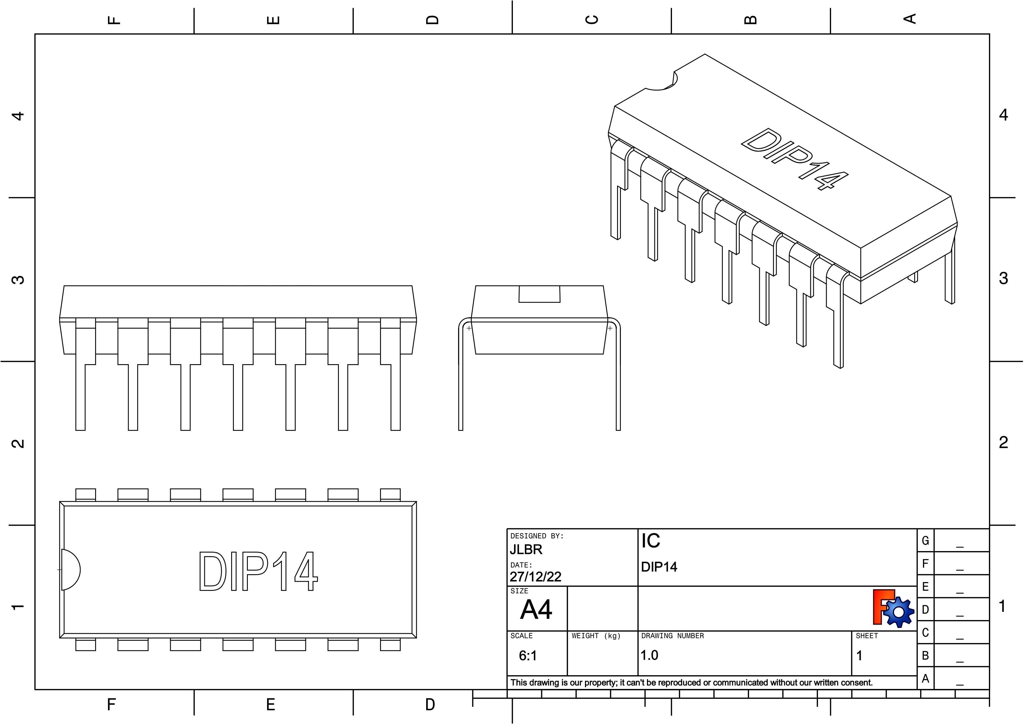 DIP14 IC case 3D model_2
