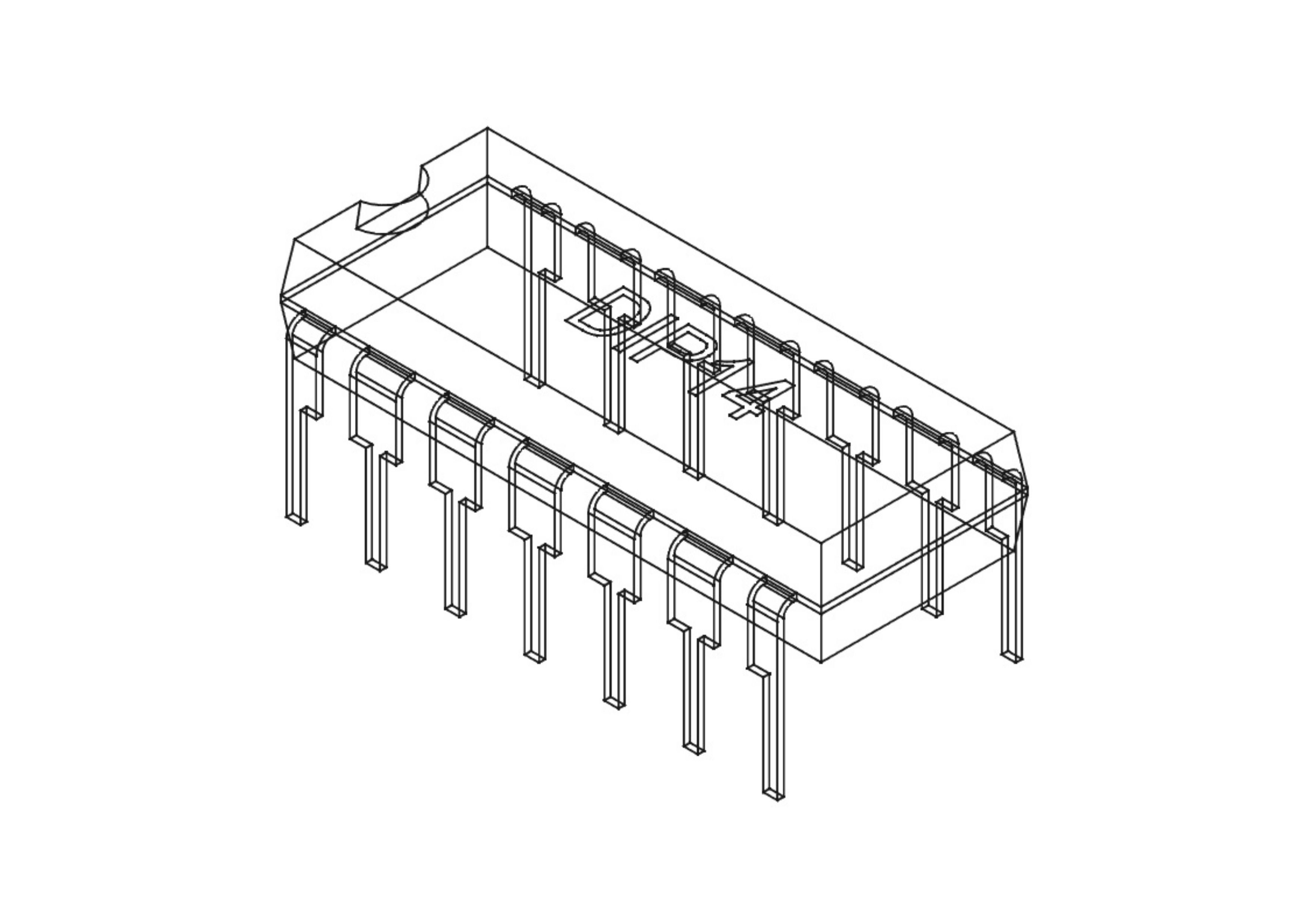 DIP14 IC case 3D model_1