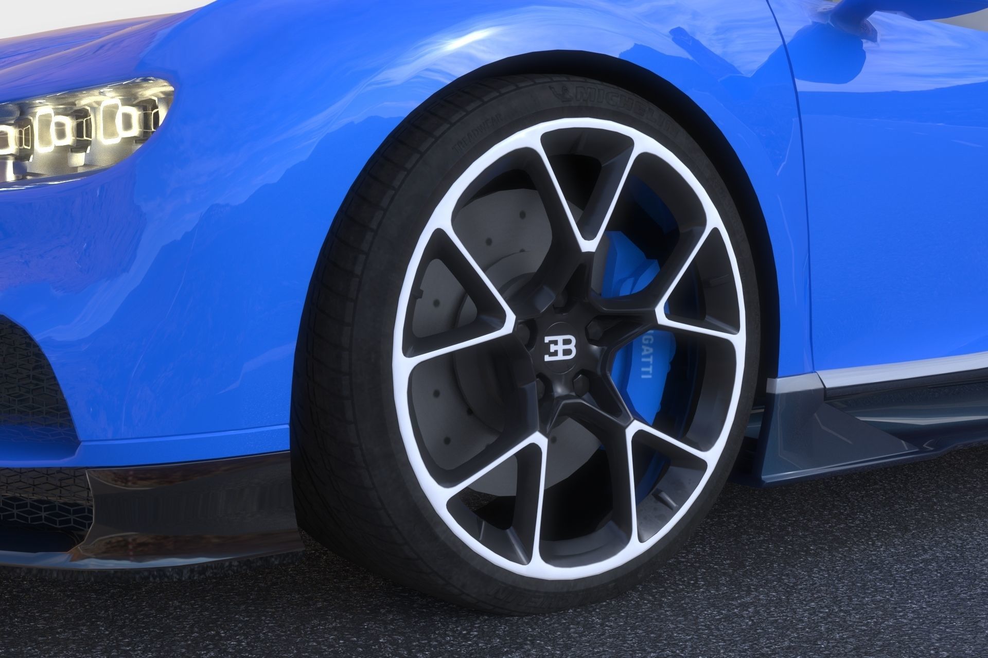 Bugatti Chiron Low-poly 3D model_8