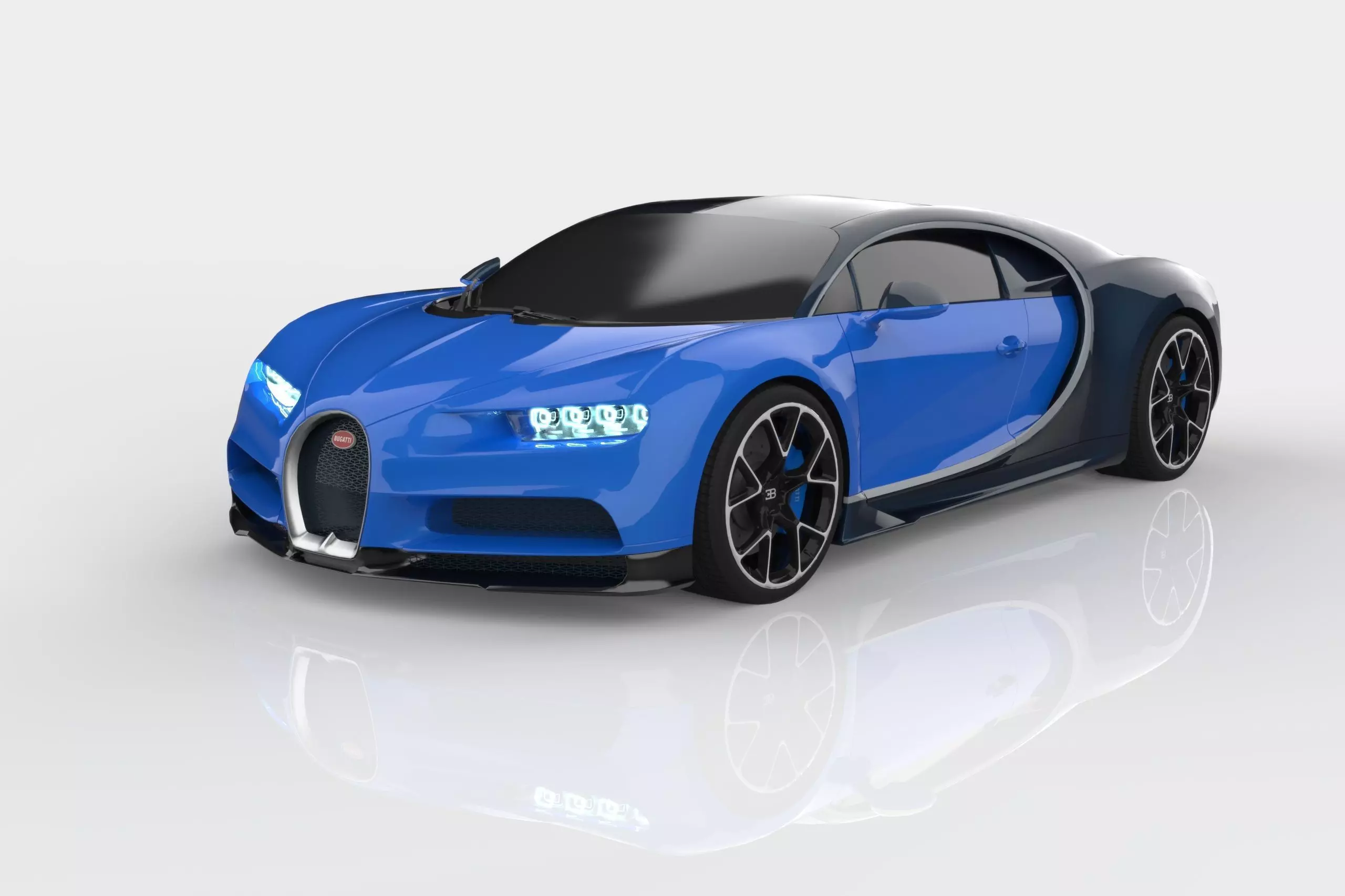 Bugatti Chiron Low-poly 3D model_0