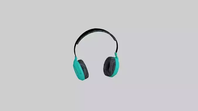 Low poly Headphones pair of in teal