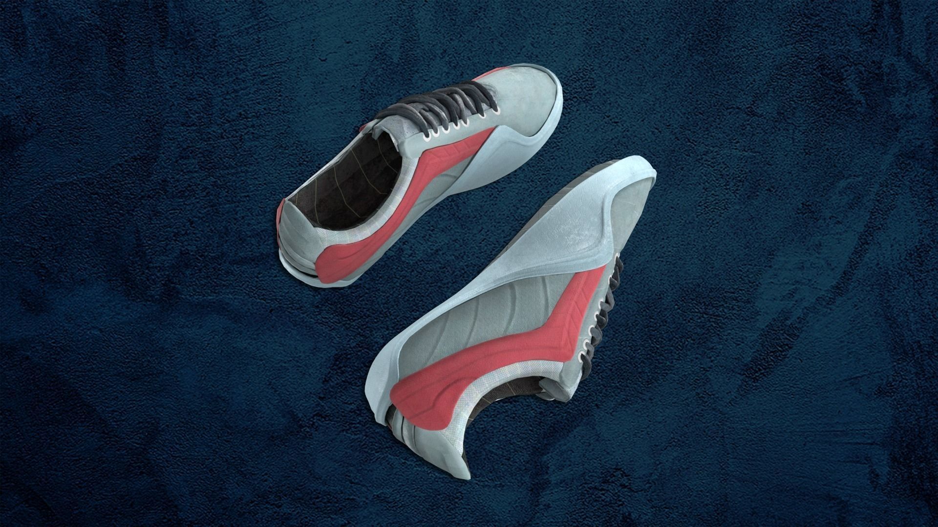 Shoes red future lowpoly Low-poly 3D model_4