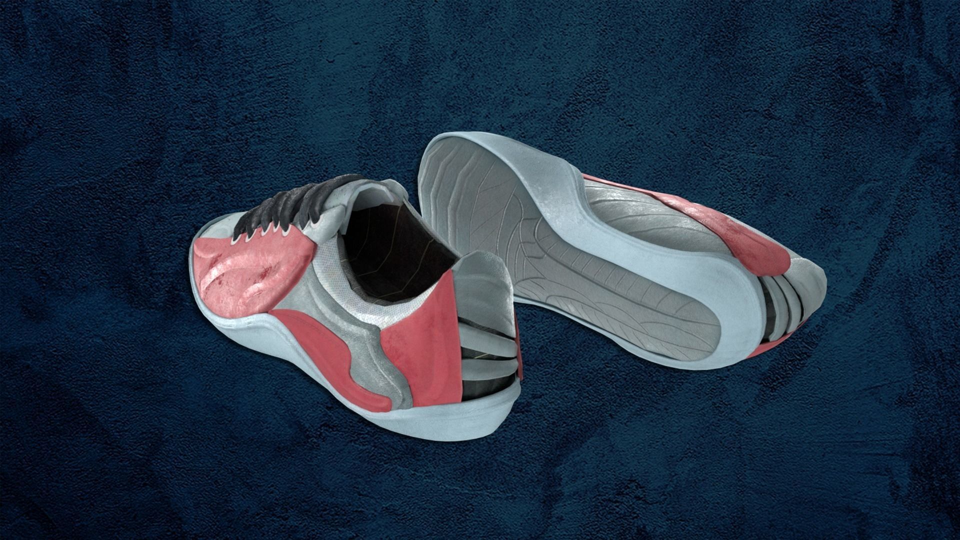 Shoes red future lowpoly Low-poly 3D model_2