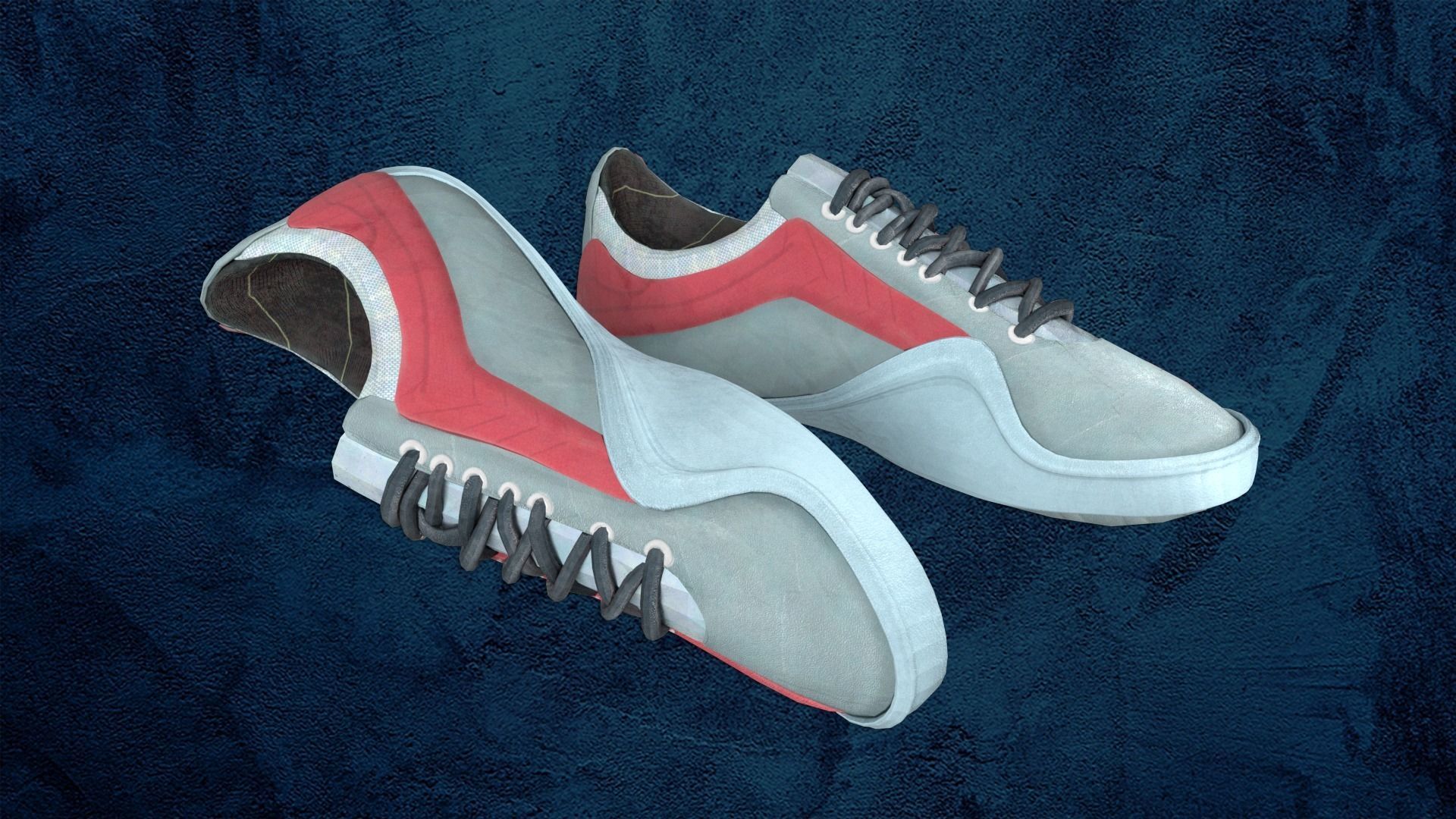 Shoes red future lowpoly Low-poly 3D model_1