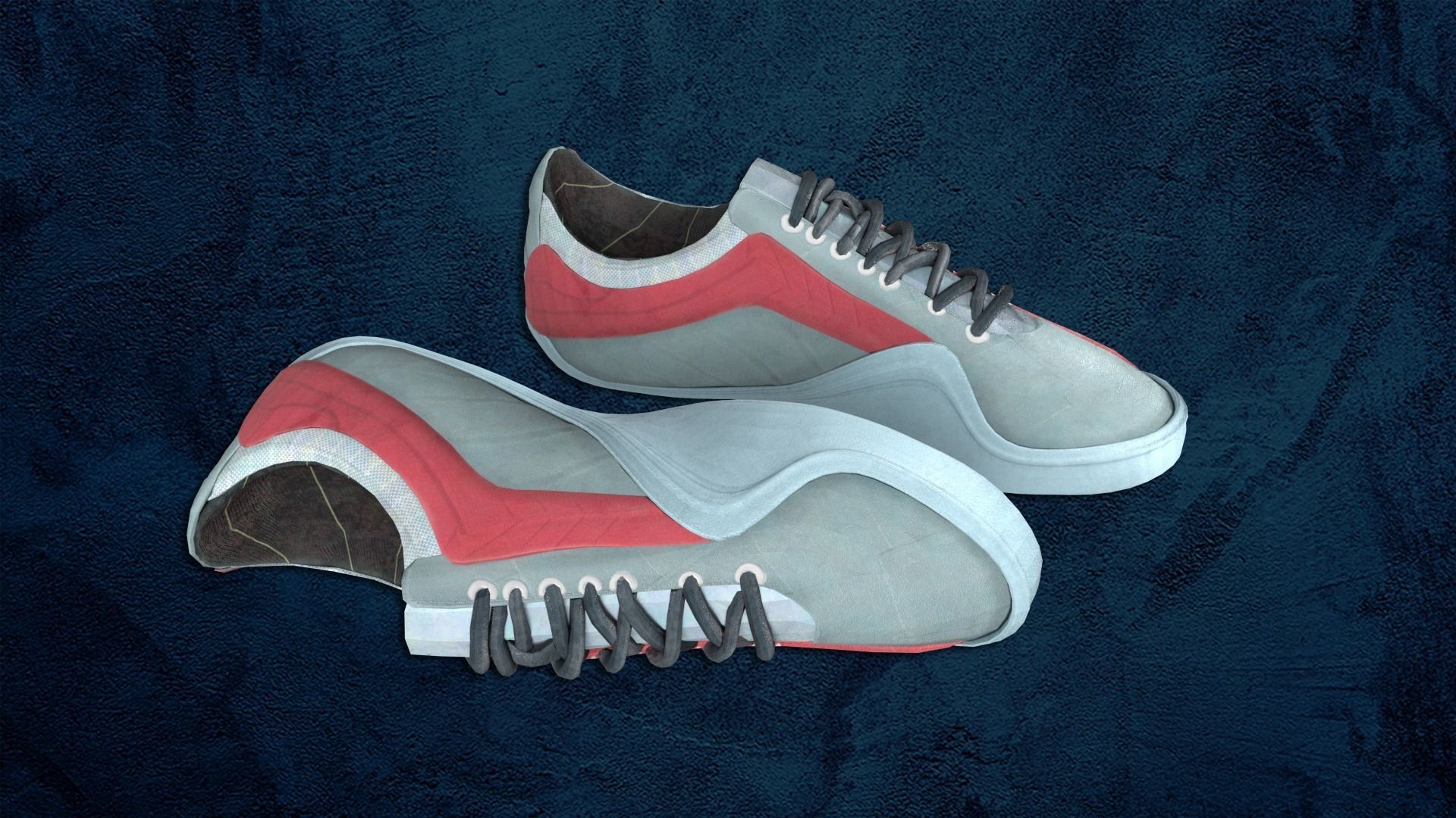 Shoes red future lowpoly Low-poly 3D model_3