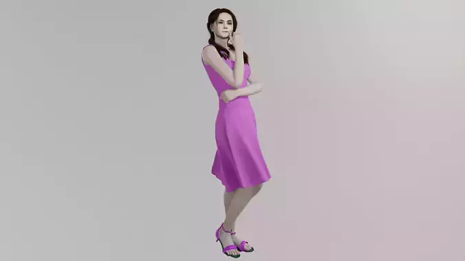 Pale girl in a pink dress