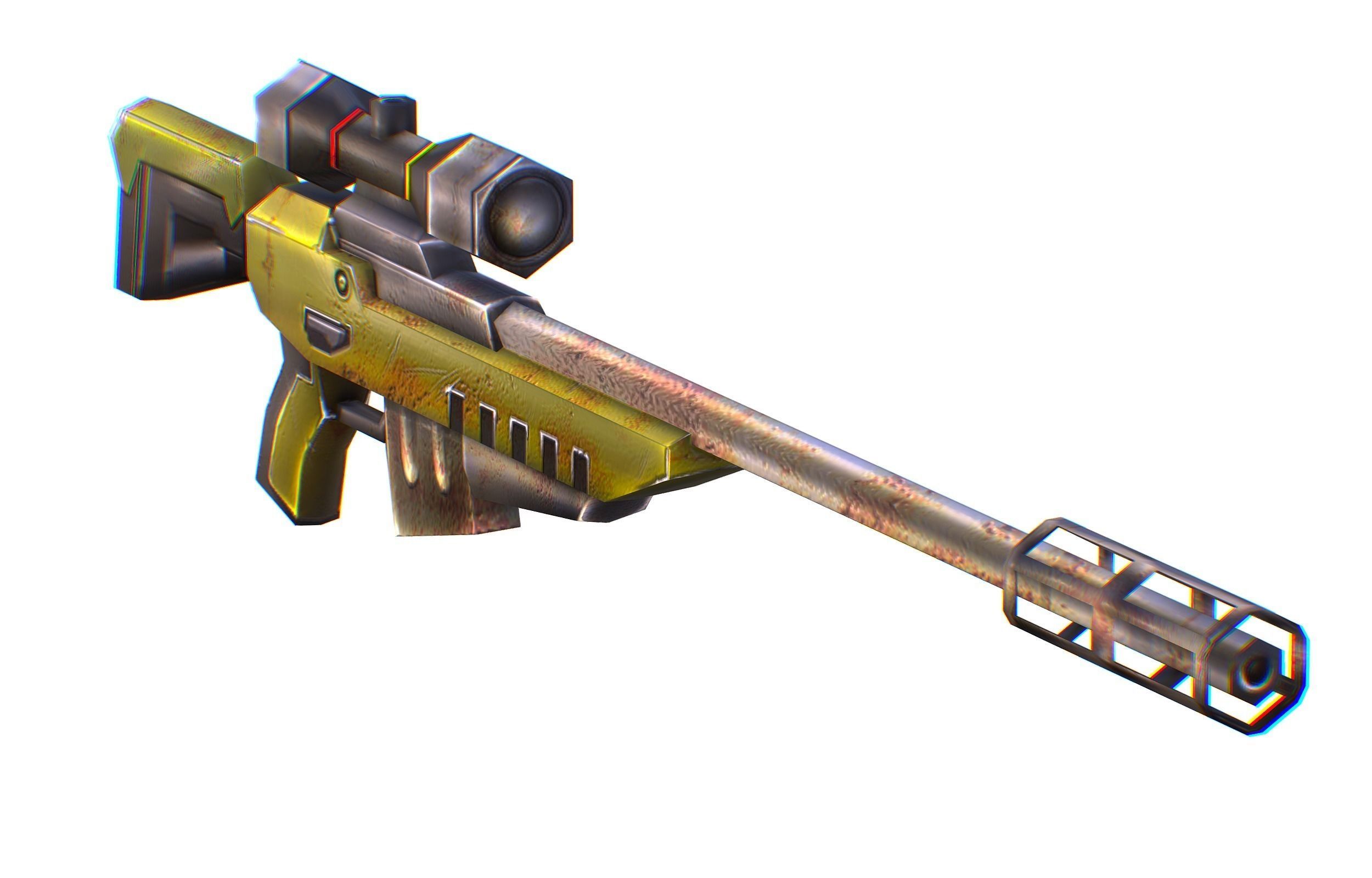 LowPoly Cartoon Sci-Fi Sniper Rifle Future Low-poly 3D model_4