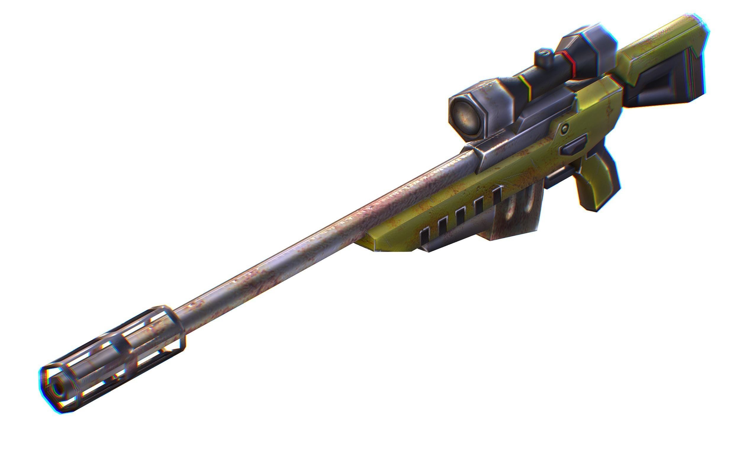 LowPoly Cartoon Sci-Fi Sniper Rifle Future Low-poly 3D model_1