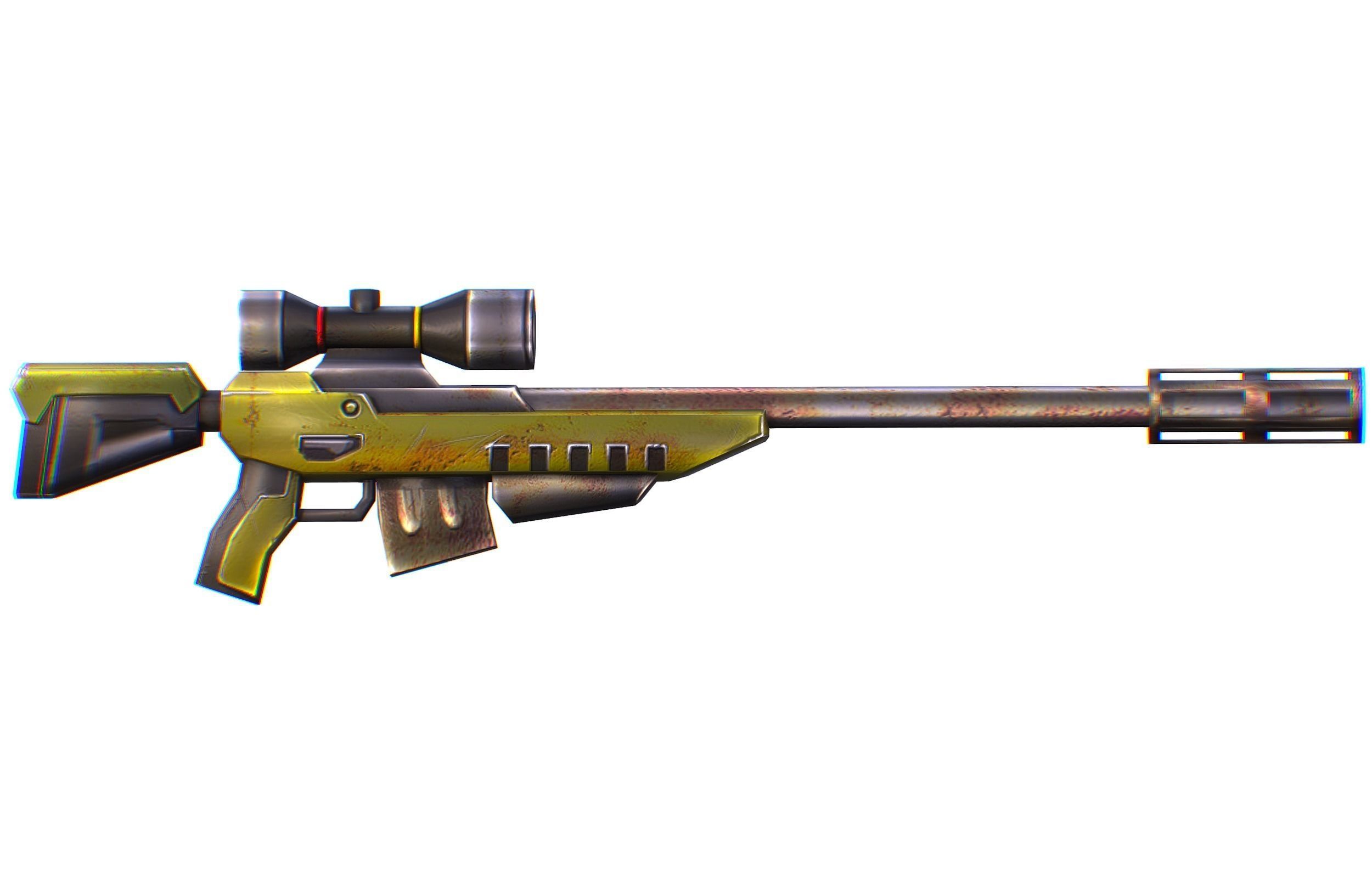 LowPoly Cartoon Sci-Fi Sniper Rifle Future Low-poly 3D model_3