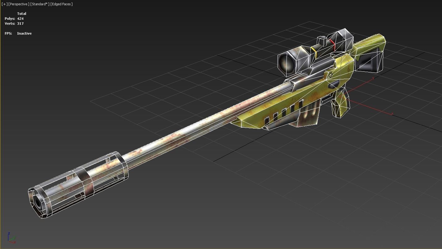 LowPoly Cartoon Sci-Fi Sniper Rifle Future Low-poly 3D model_7