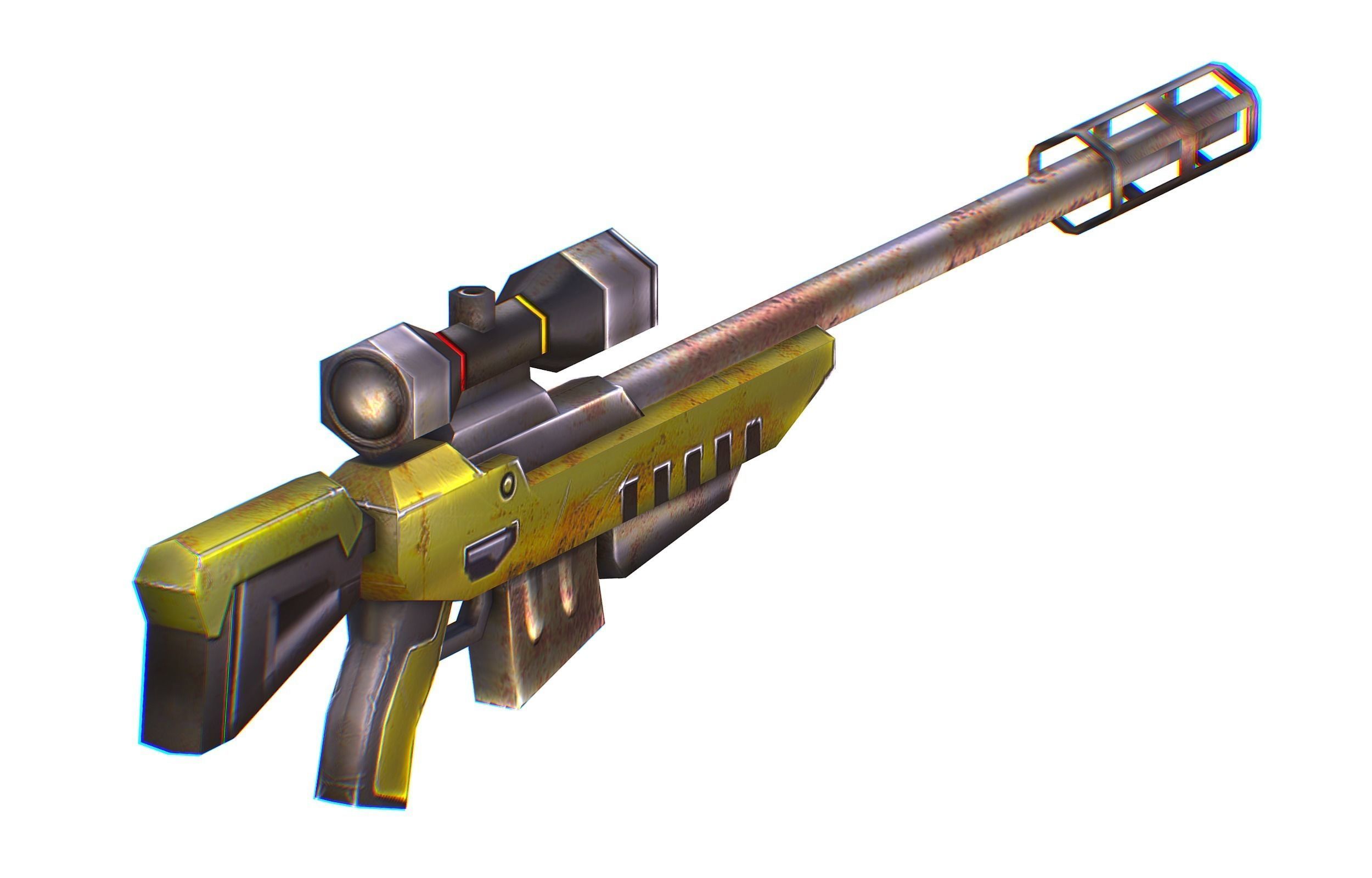 LowPoly Cartoon Sci-Fi Sniper Rifle Future Low-poly 3D model_2