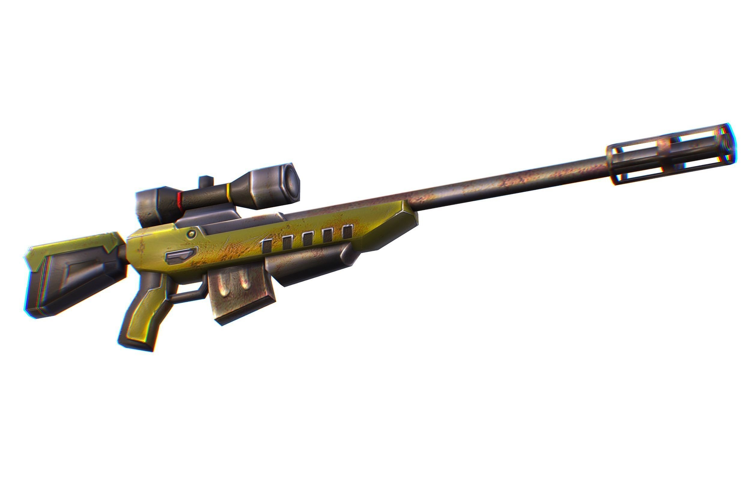 LowPoly Cartoon Sci-Fi Sniper Rifle Future Low-poly 3D model_5