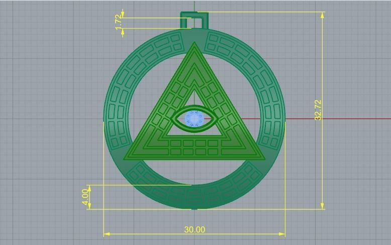 Pendant Triangle with an eye Model 2735 3D print model_6