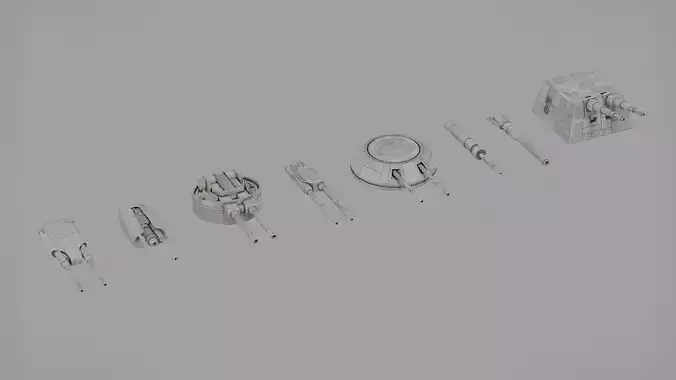 Sci-Fi Turrets and Guns Pack - Star Wars 3D model