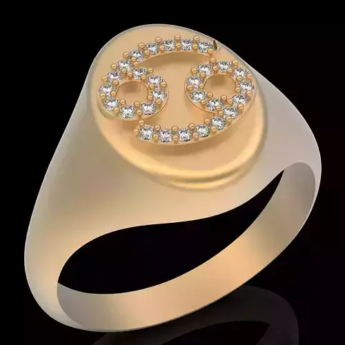 Cancer crab zodiac ring silver gold printable jewelry 3D model
