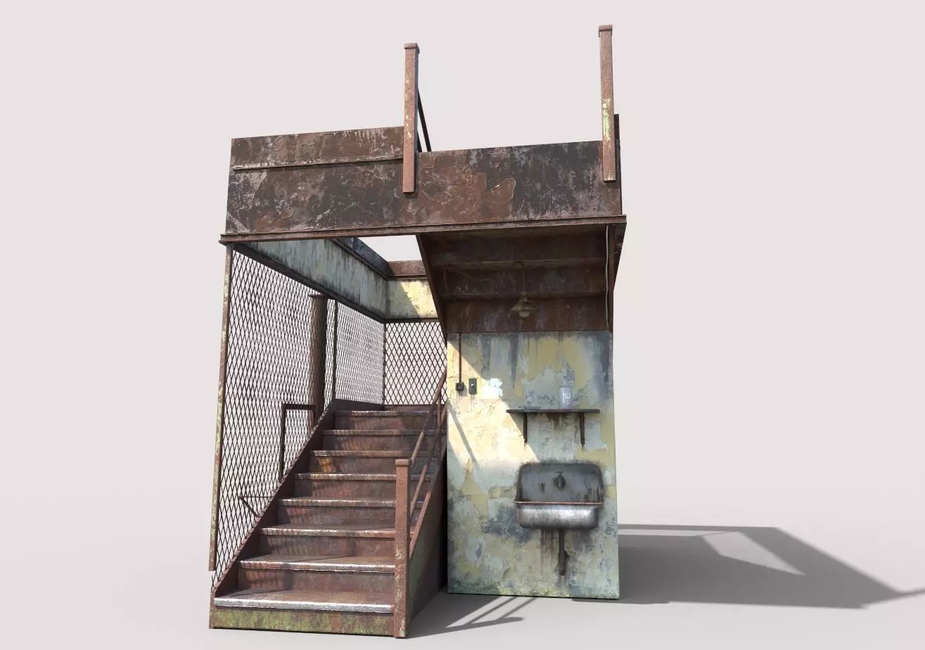 Old Stairs and Sink 3D model_0