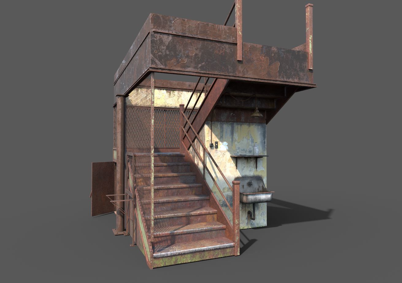 Old Stairs and Sink 3D model_9